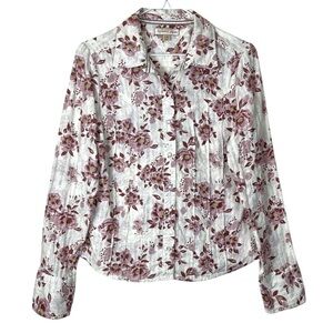 Rare Vintage Y2K Tommy Jeans Floral Country Western Pearl Snap Blouse Sz Large